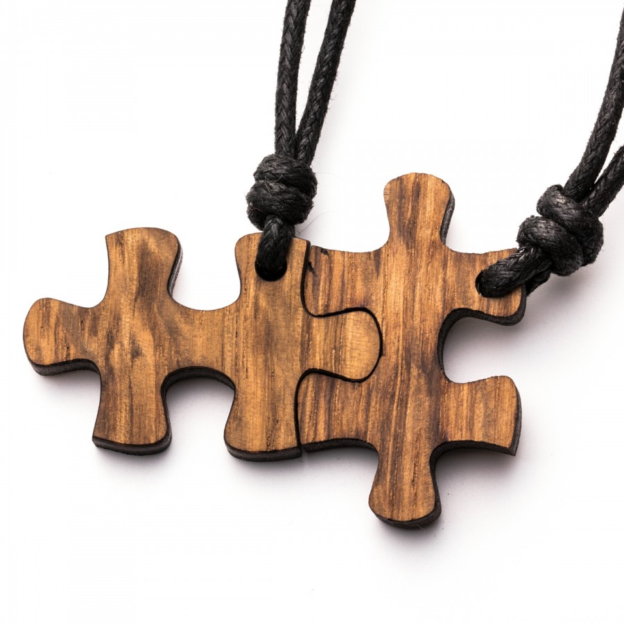 Puzzle Kette Epoxidschmuck mit Naturholz