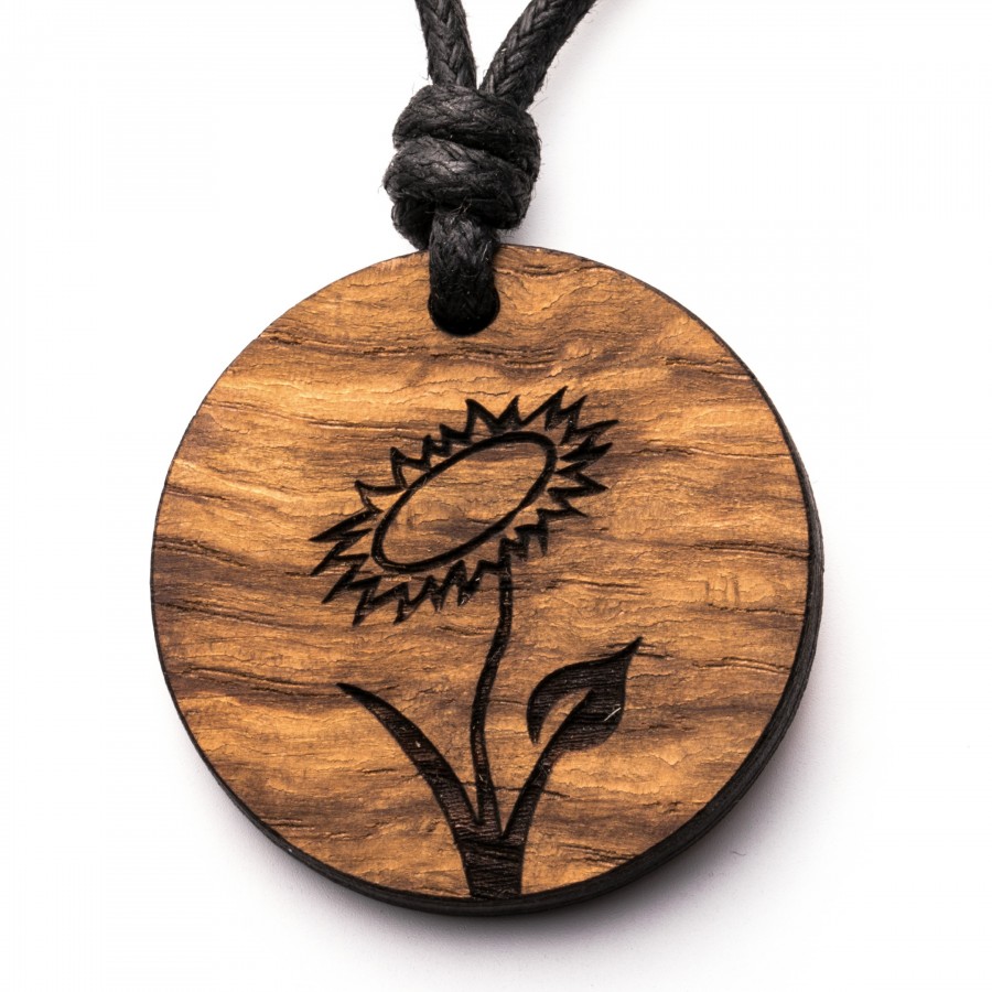 Veganblume Kette Epoxidschmuck mit Naturholz