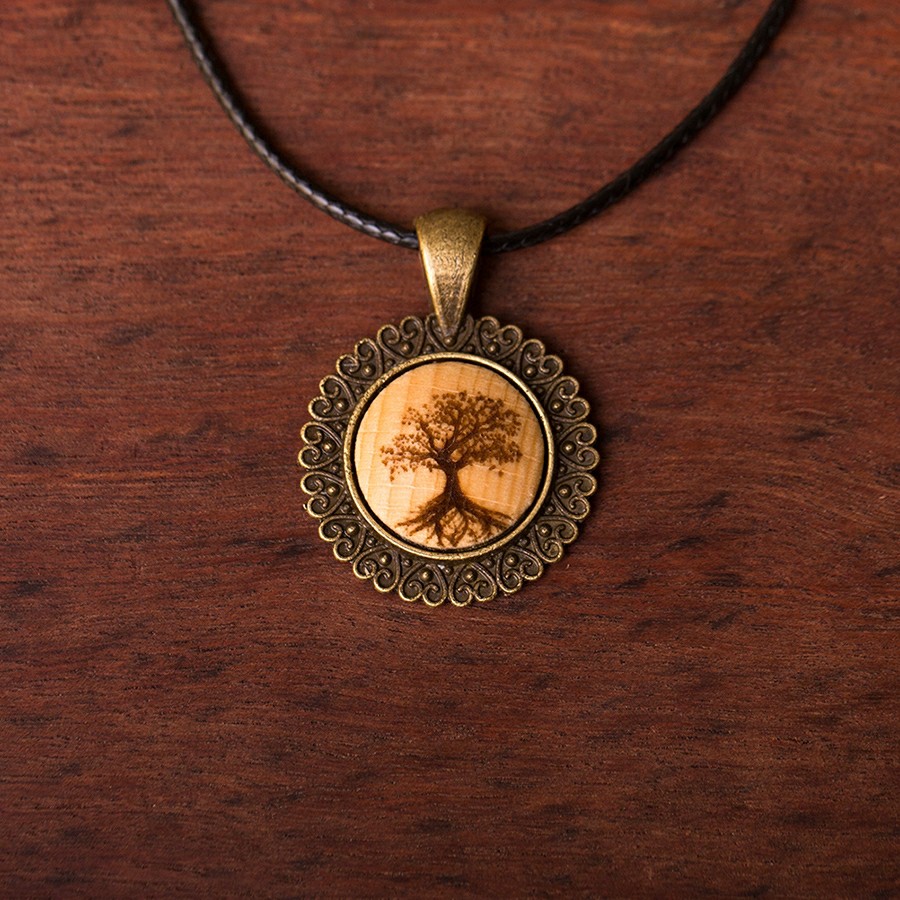 Baum des Lebens Kette Epoxidschmuck mit Naturholz