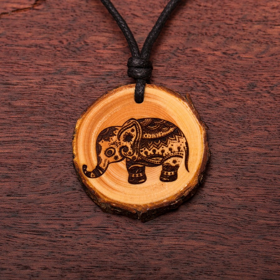 Elefant Kette Epoxidschmuck mit Naturholz