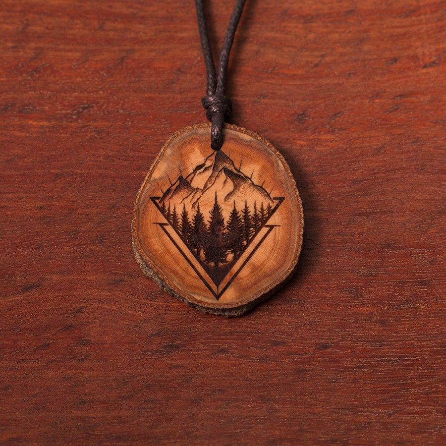 Berge Natur Kette Epoxidschmuck mit Naturholz