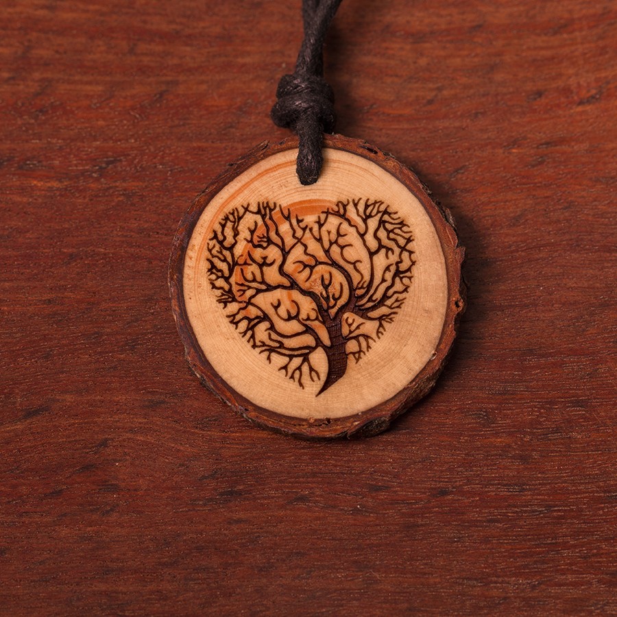 Baum Herz Kette Epoxidschmuck mit Naturholz