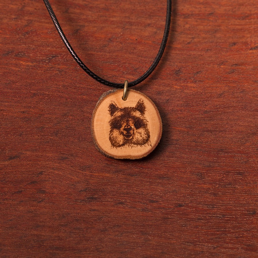 Alpaka Happy Kette Epoxidschmuck mit Naturholz