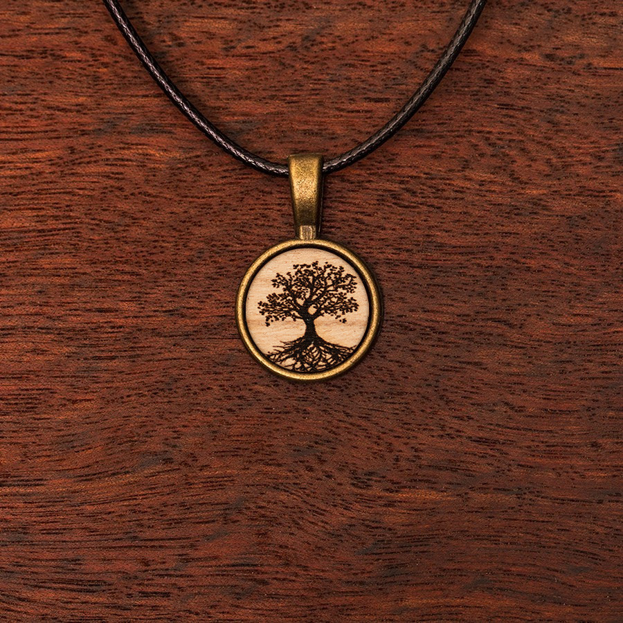 Baum des Lebens Kette Epoxidschmuck mit Naturholz