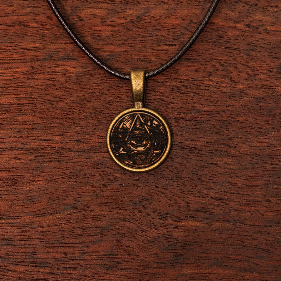 Allsehendes Auge Kette Epoxidschmuck mit Naturholz