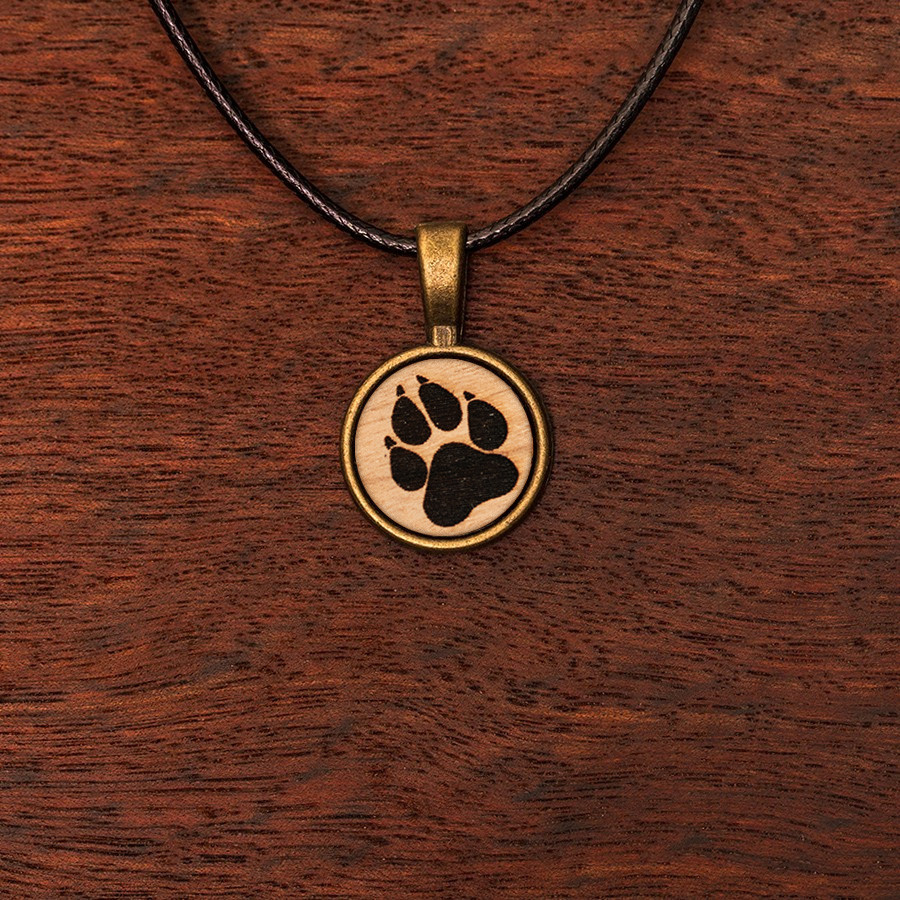 Pfote Hund Kette Epoxidschmuck mit Naturholz