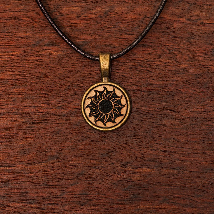 Sonne Kette Epoxidschmuck mit Naturholz