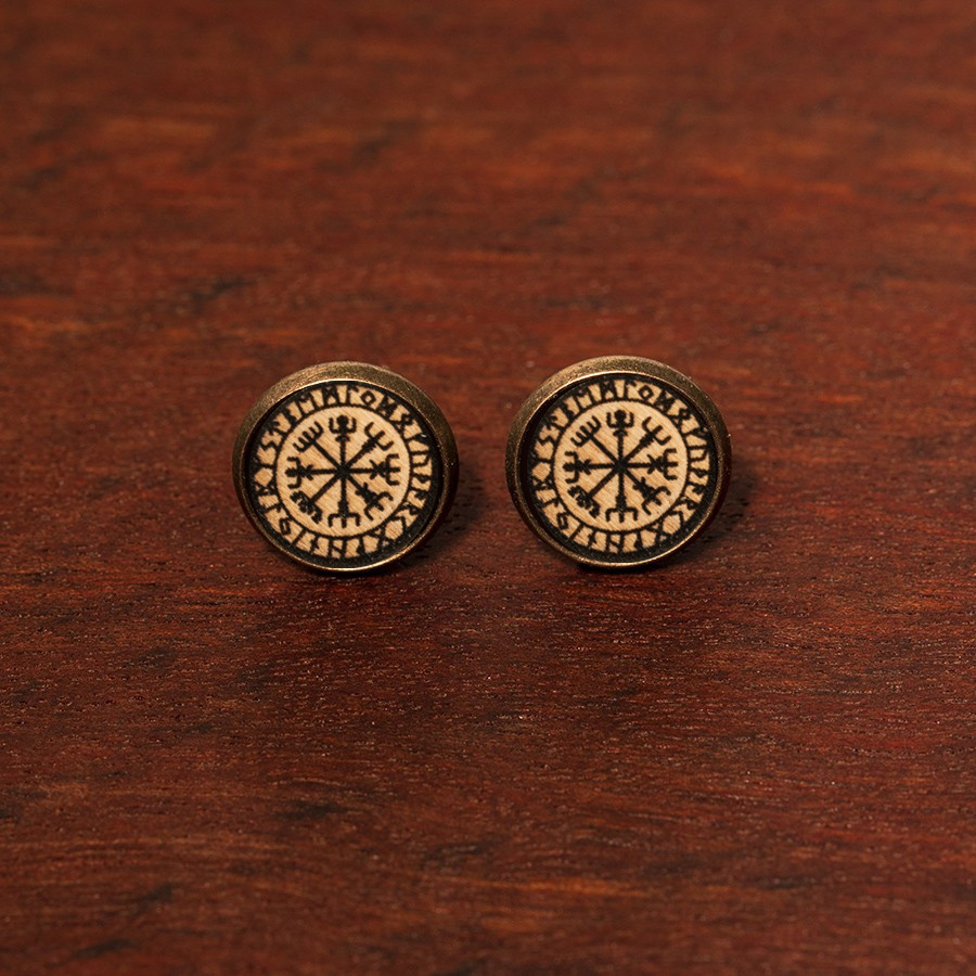 Schutzrune Ohrstecker Epoxidschmuck mit Naturholz