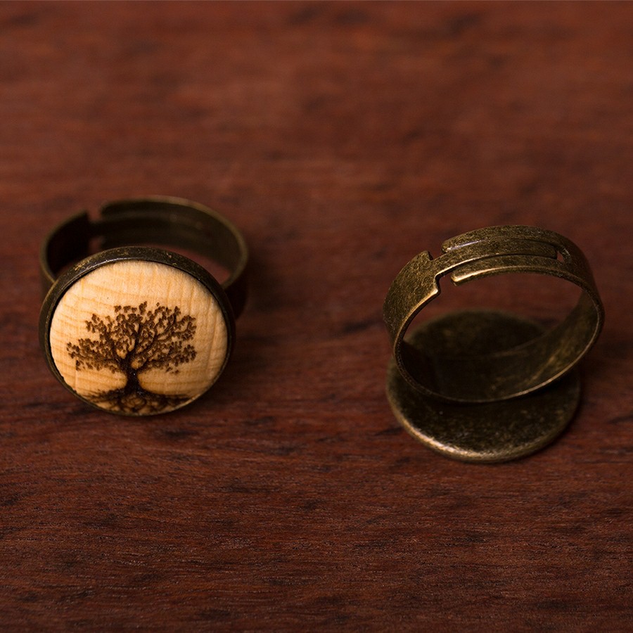 Baum des Lebens Ring Epoxidschmuck mit Naturholz