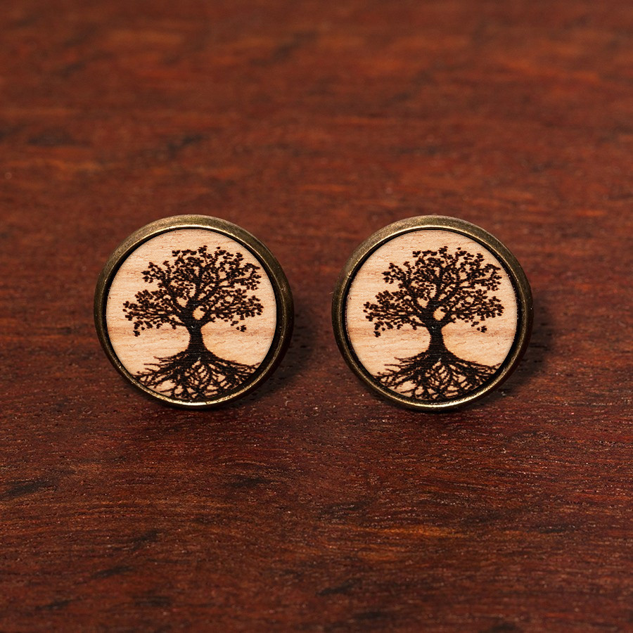 Baum des Lebens Ohrstecker Epoxidschmuck mit Naturholz