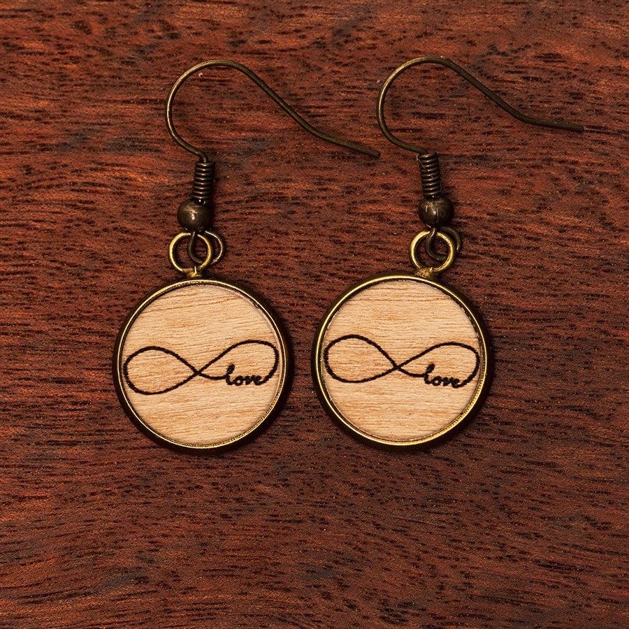 Endless Love Ohrringe Epoxidschmuck mit Naturholz