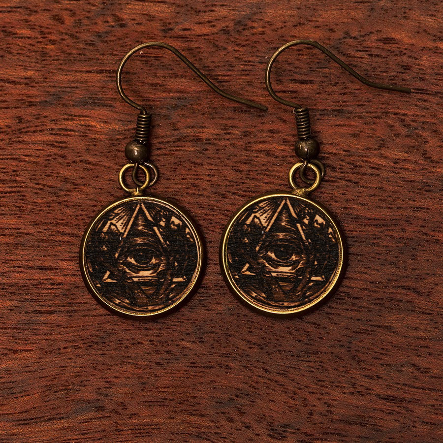 Allsehendes Auge Ohrringe Epoxidschmuck mit Naturholz
