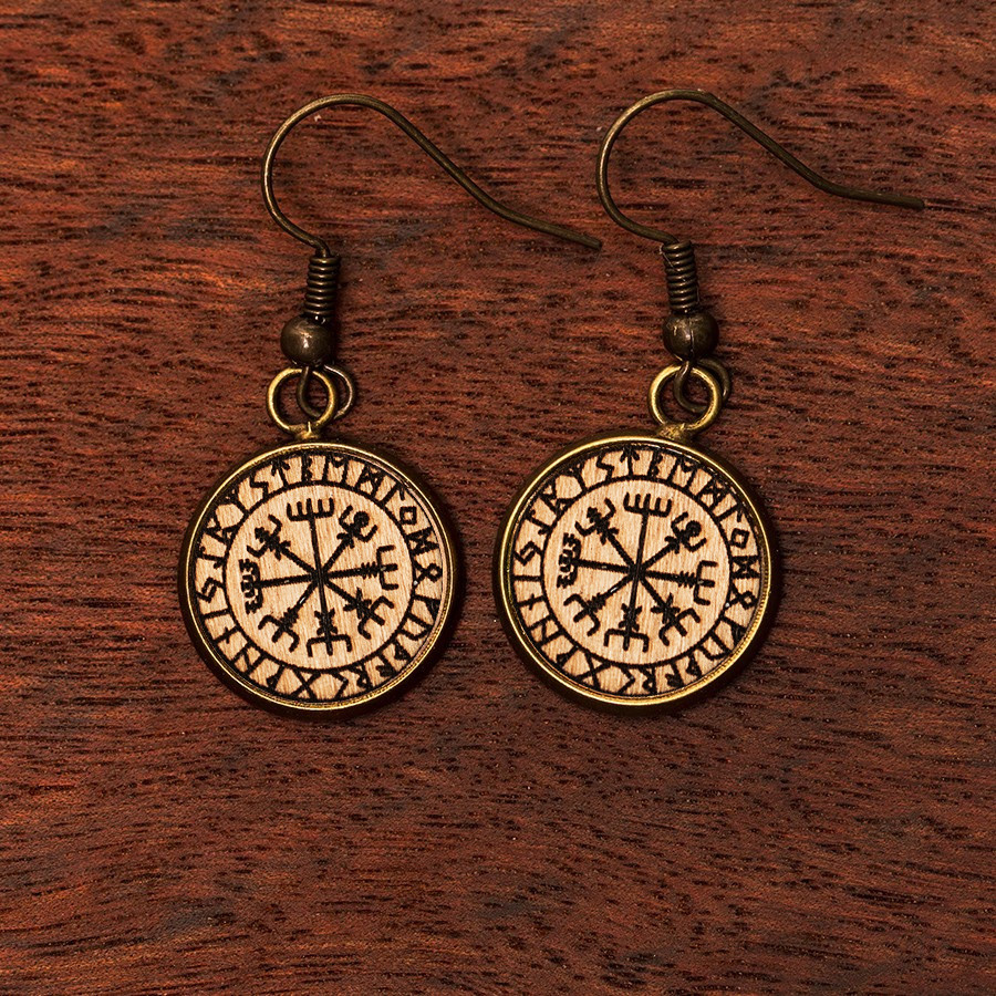 Schutzrune Ohrringe Epoxidschmuck mit Naturholz