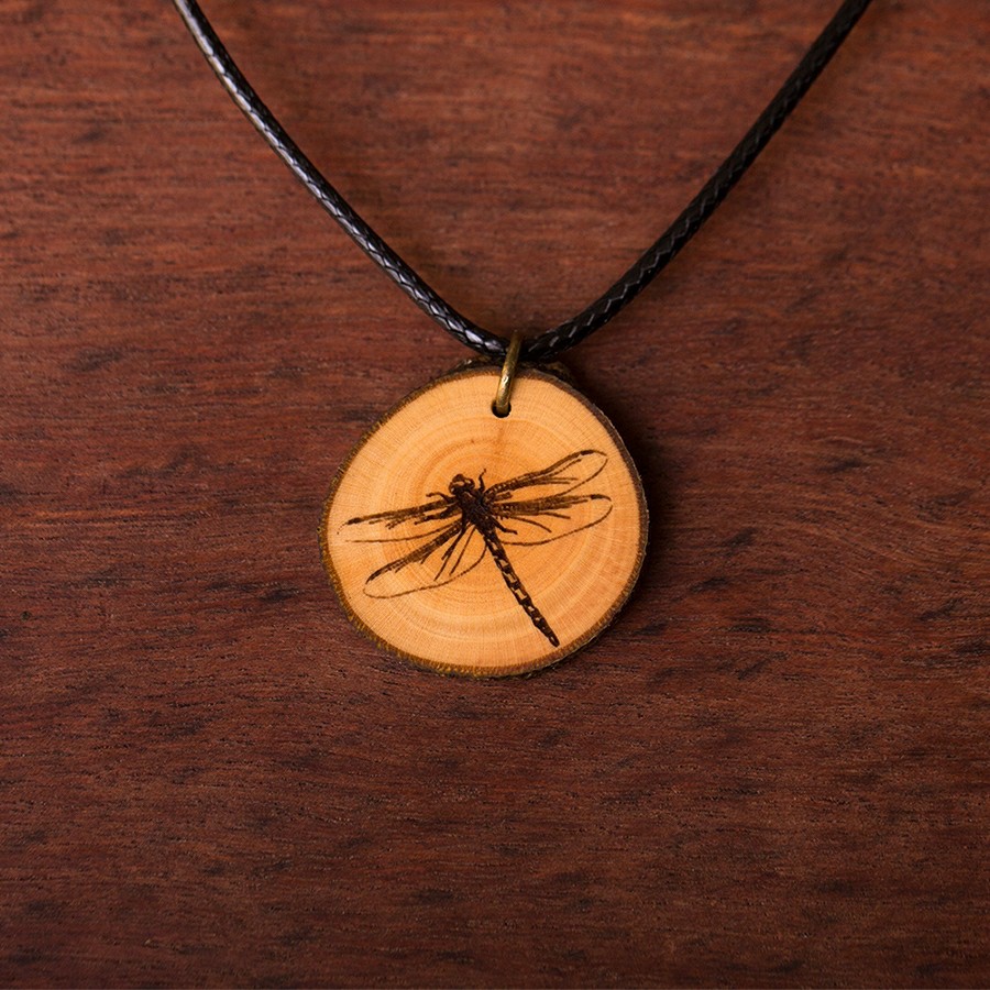 Libelle Kette Epoxidschmuck mit Naturholz
