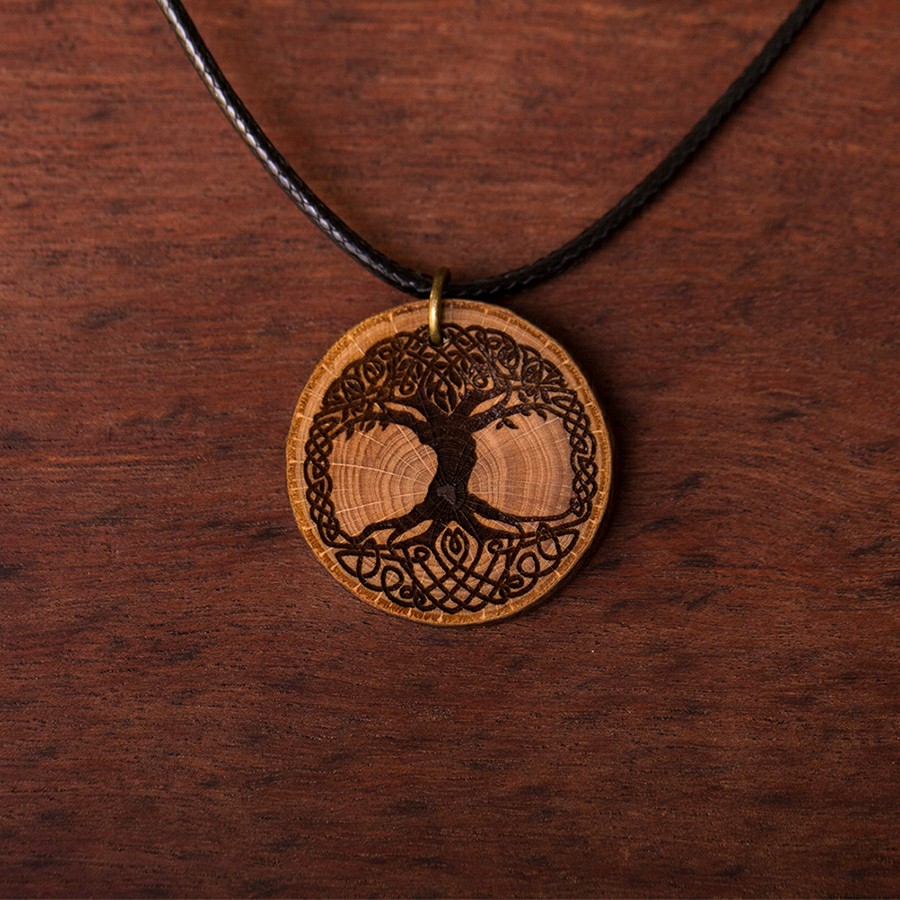 Baum des Lebens keltisch Kette Epoxidschmuck mit Naturholz
