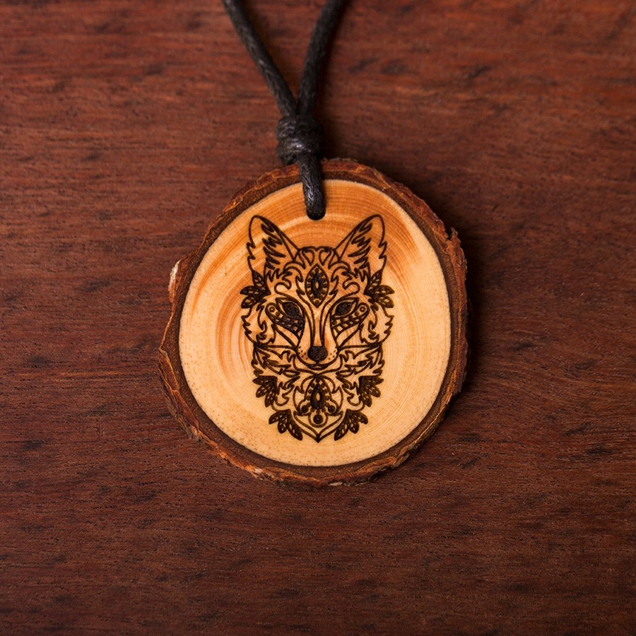 Fuchs Kette Epoxidschmuck mit Naturholz