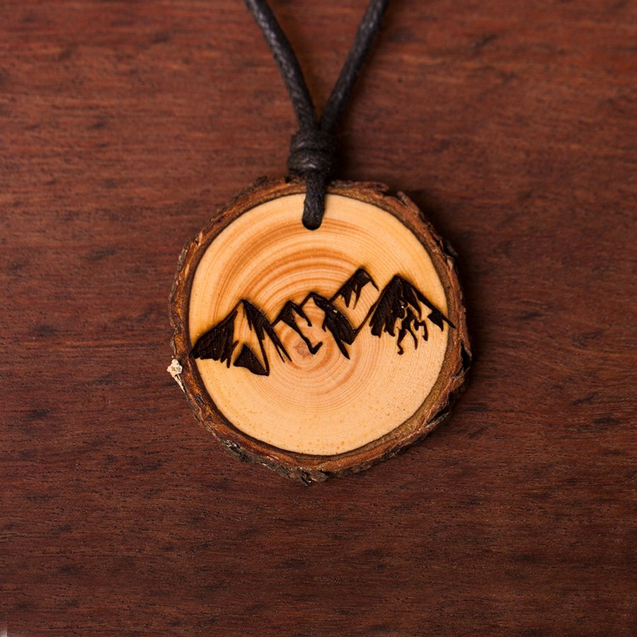 Berge 2 Kette Epoxidschmuck mit Naturholz