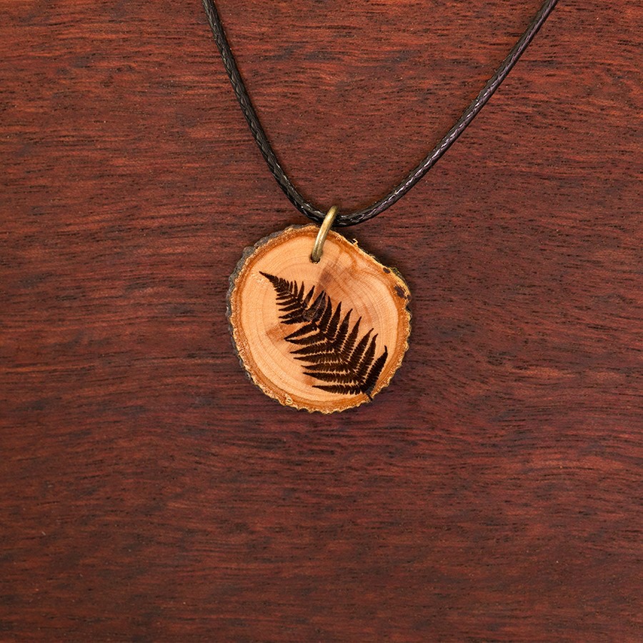Farn Kette Epoxidschmuck mit Naturholz