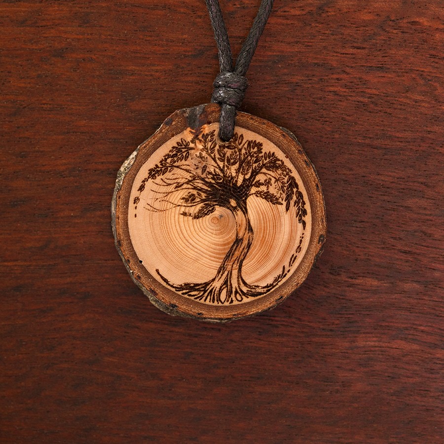 Baum des Lebens 3 Kette Epoxidschmuck mit Naturholz