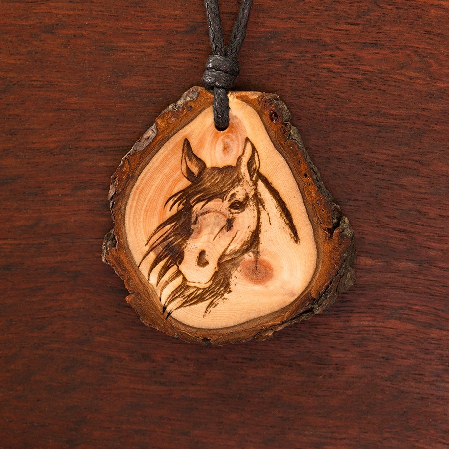 Pferd Kette Epoxidschmuck mit Naturholz