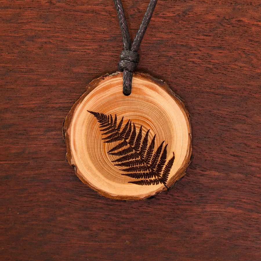 Farn Kette Epoxidschmuck mit Naturholz