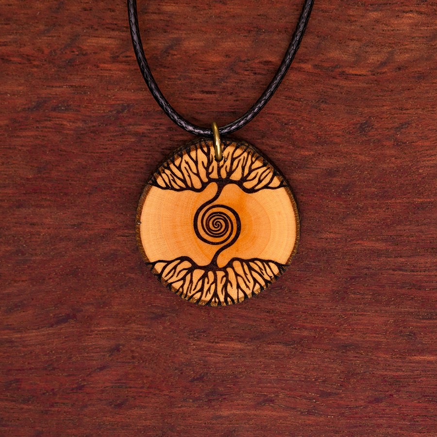 Baum Spirale Kette Epoxidschmuck mit Naturholz