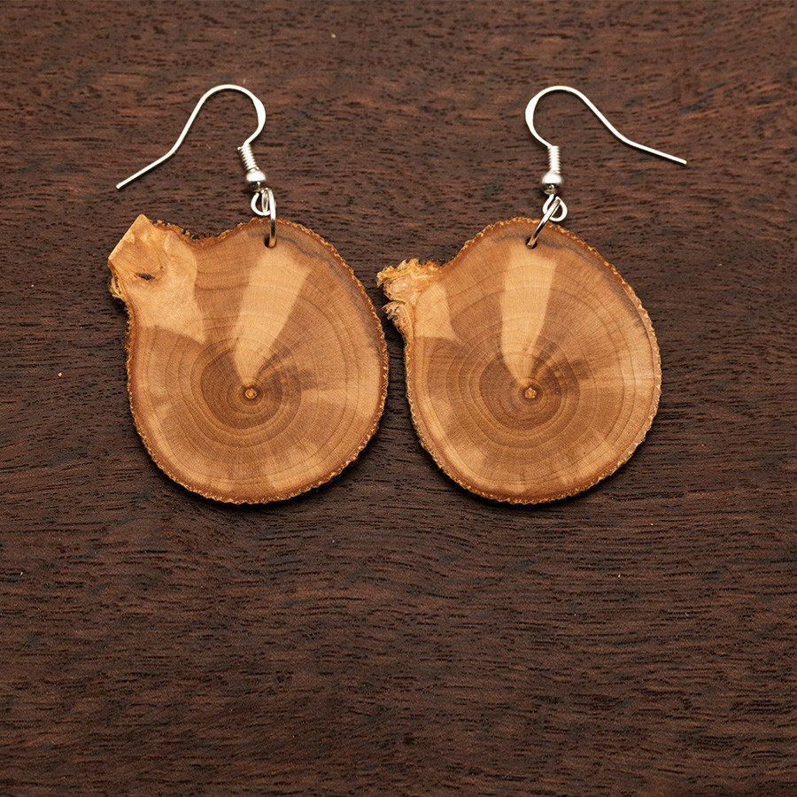 Apfel 4838 Ohrringe Epoxidschmuck mit Naturholz