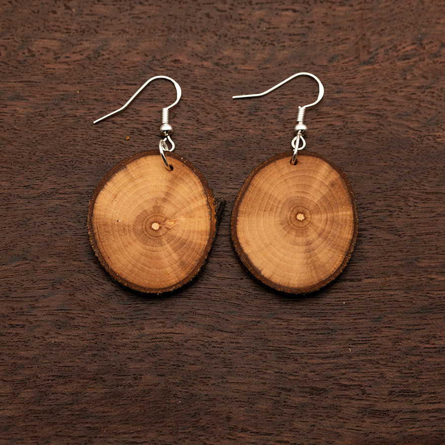 Apfel 4841 Ohrringe Epoxidschmuck mit Naturholz