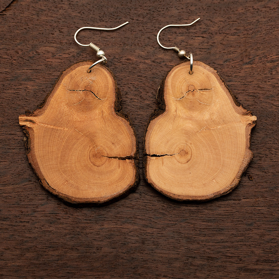 Apfel 4843 Ohrringe Epoxidschmuck mit Naturholz