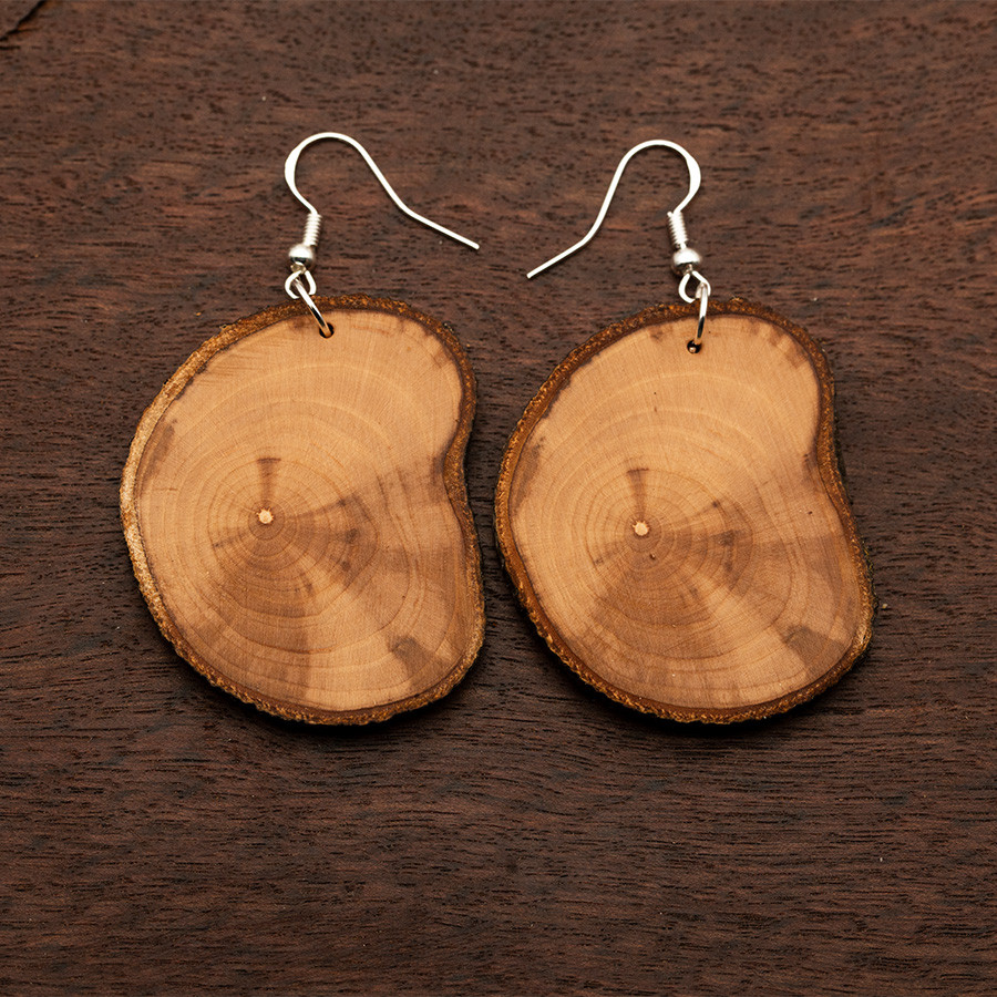 Apfel 4845 Ohrringe Epoxidschmuck mit Naturholz