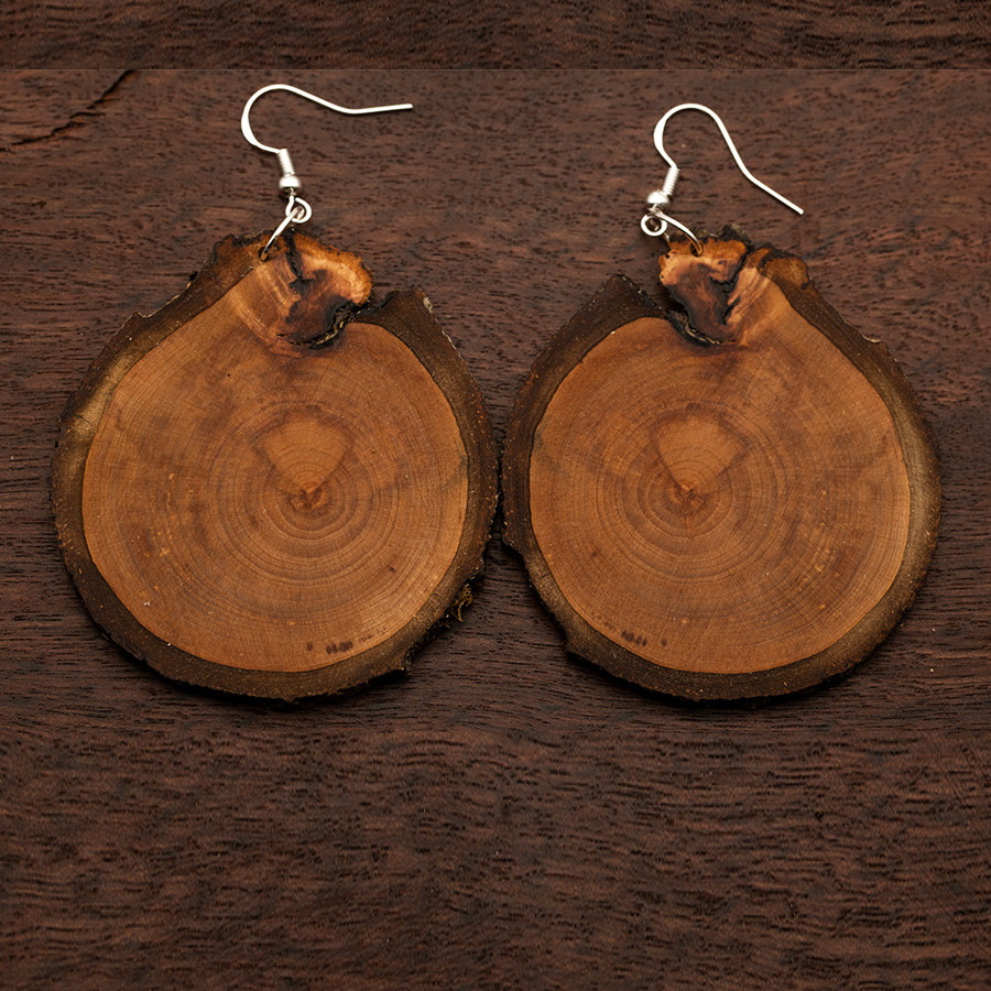 Birne 4853 Ohrringe Epoxidschmuck mit Naturholz