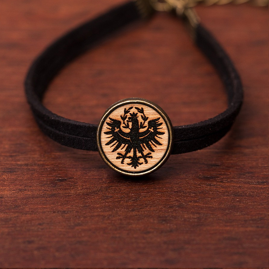 Tiroler Adler Schwarz Armkette Epoxidschmuck mit Naturholz