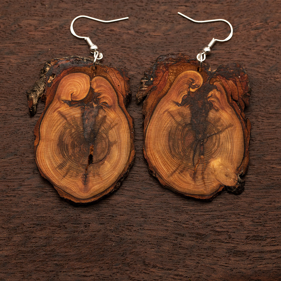 Lärche 4876 Ohrringe Epoxidschmuck mit Naturholz