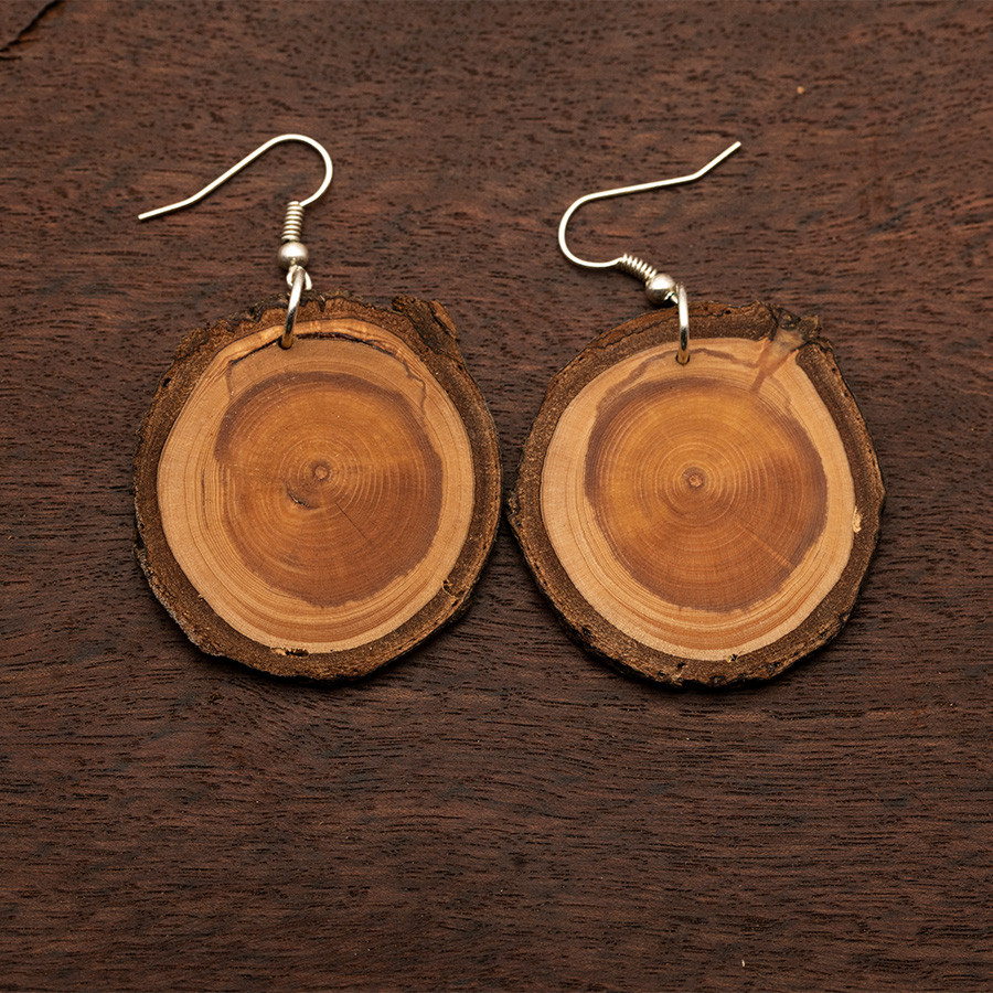 Tanne 4891 Ohrringe Epoxidschmuck mit Naturholz