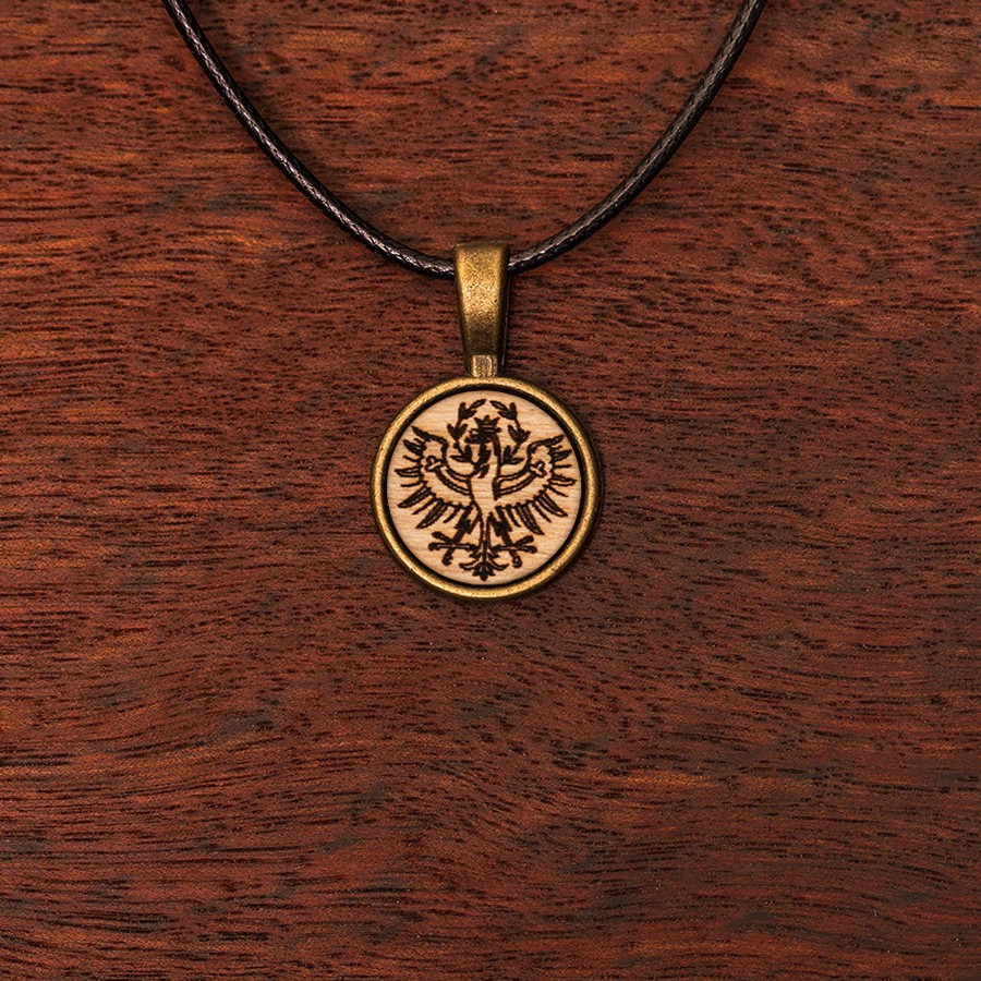 Tiroler Adler Weiß Kette Epoxidschmuck mit Naturholz