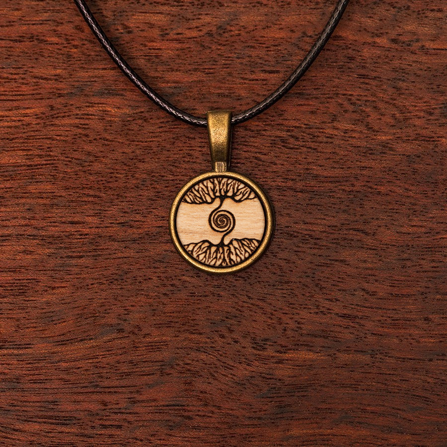 Baumspirale Kette Epoxidschmuck mit Naturholz