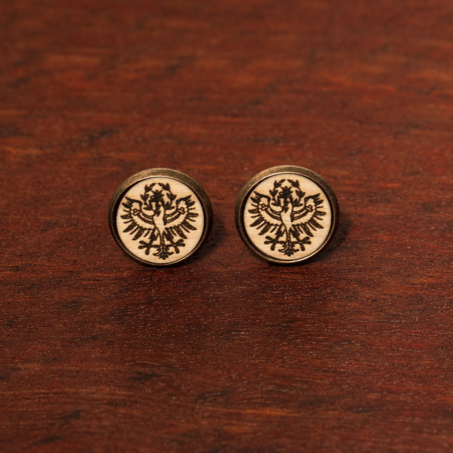Tiroler Adler Weiß Ohrstecker Epoxidschmuck mit Naturholz