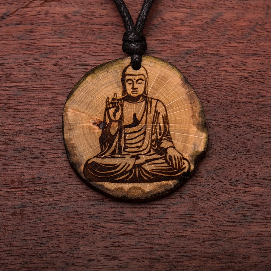 Buddha Kette Epoxidschmuck mit Naturholz