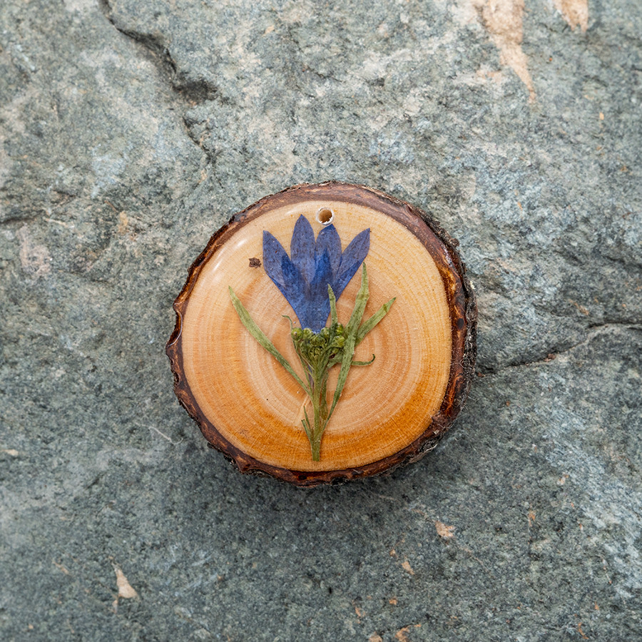 Zirbenblüte 5305 Kette Epoxidschmuck mit Naturholz