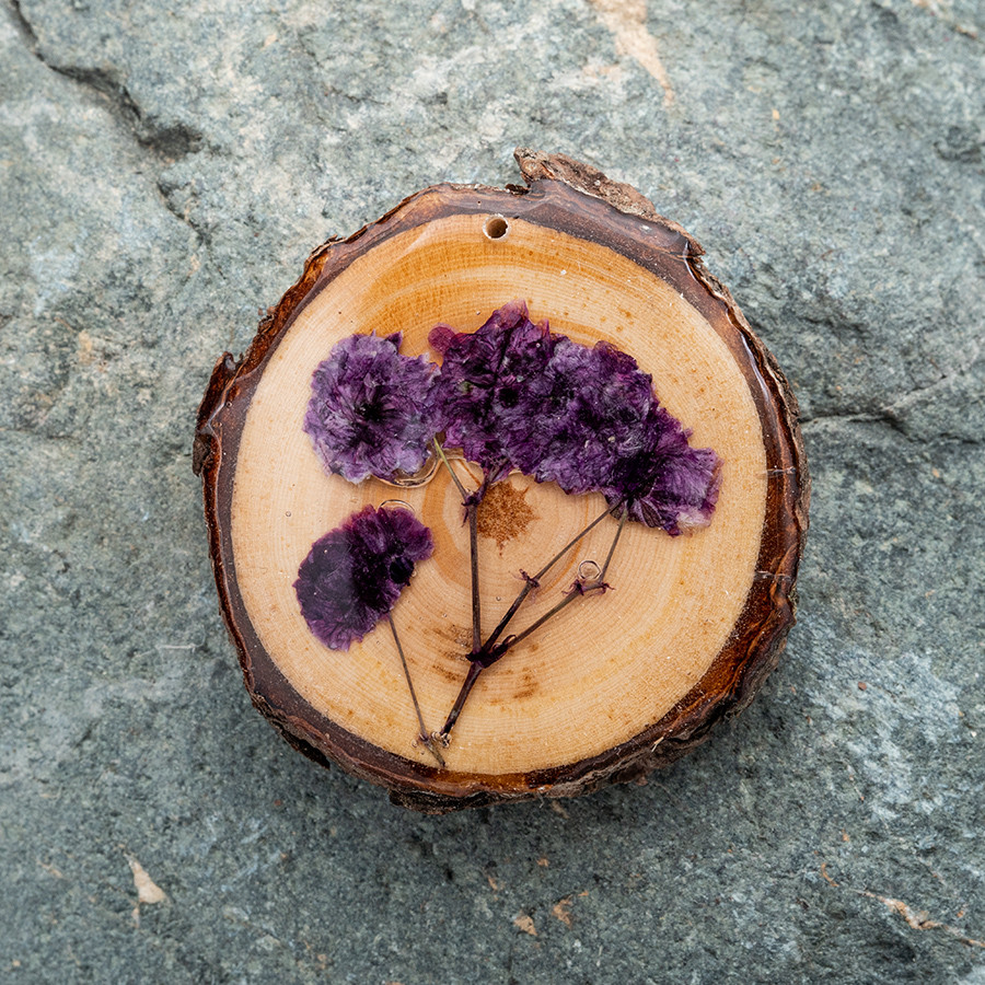 Zirbenblüte 5339 Kette Epoxidschmuck mit Naturholz