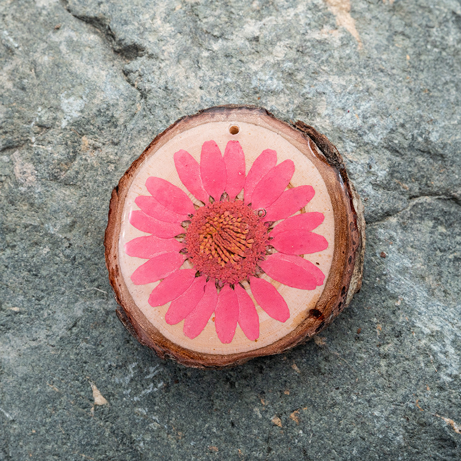 Zirbenblüte 5343 Kette Epoxidschmuck mit Naturholz