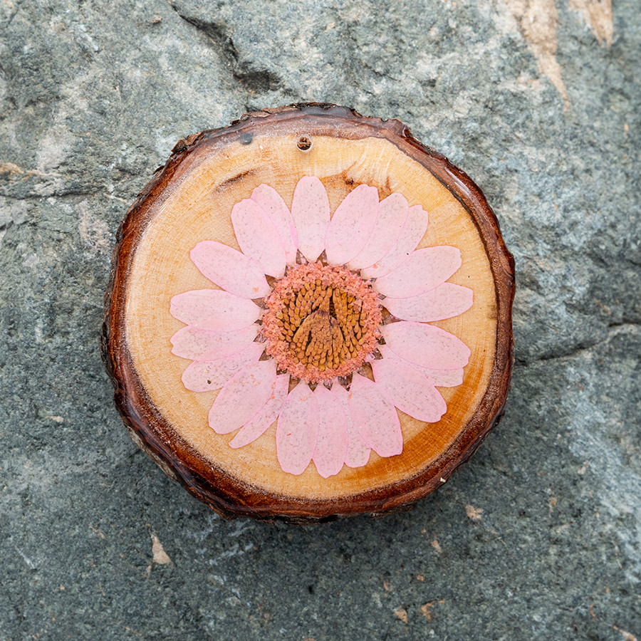 Zirbenblüte 5344 Kette Epoxidschmuck mit Naturholz