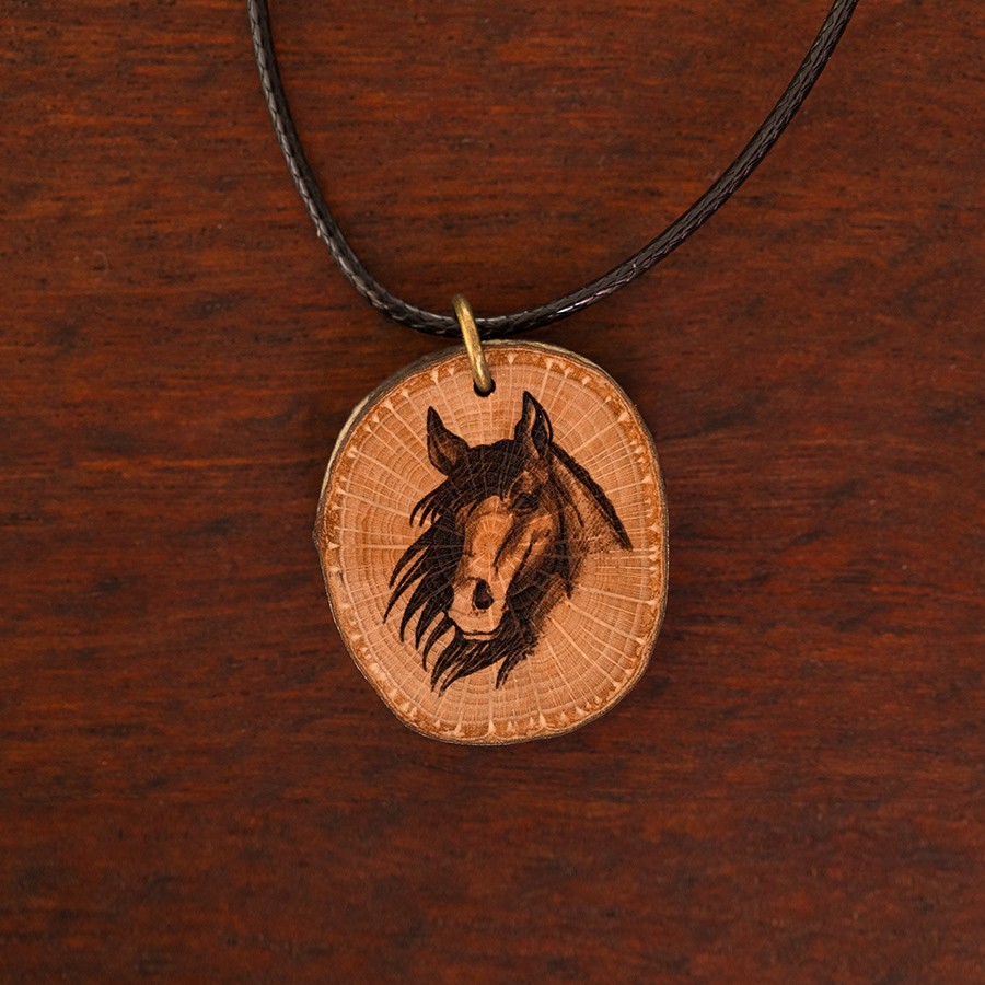Pferd Kette Epoxidschmuck mit Naturholz