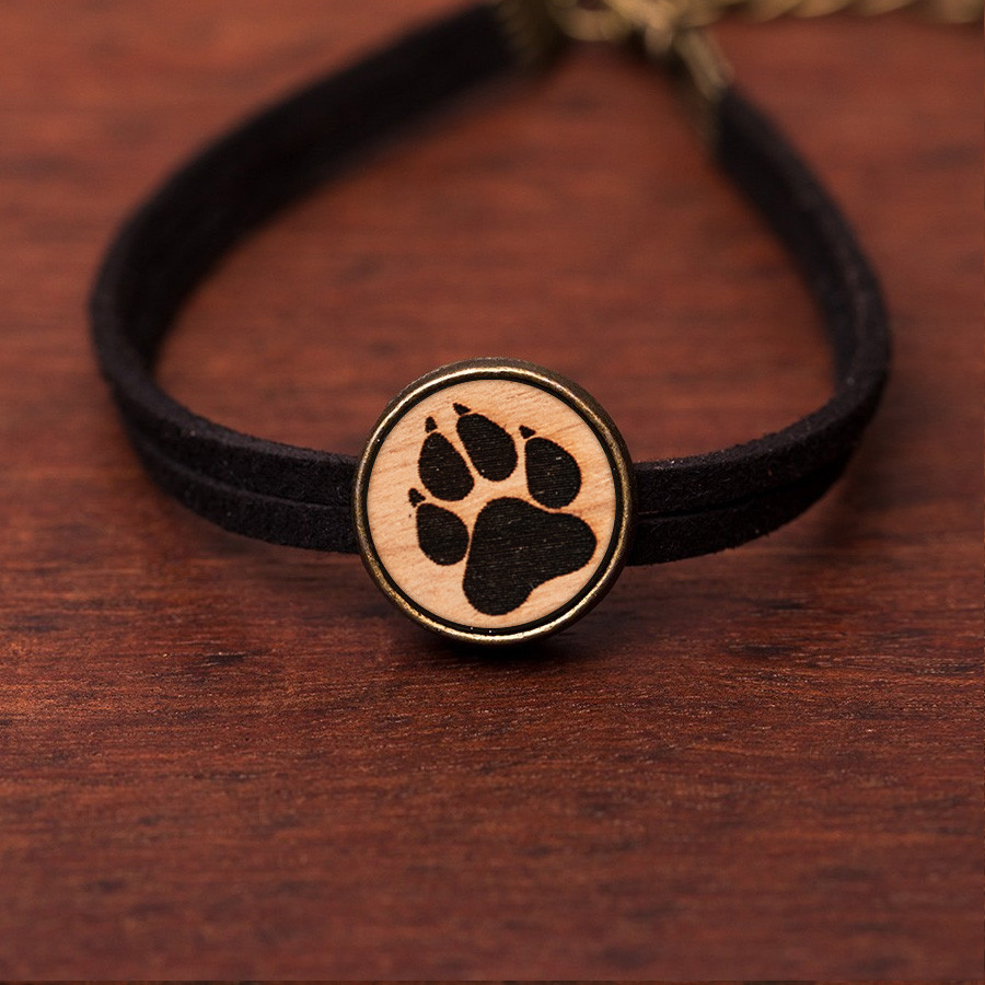 Pfote Hund Armkette Epoxidschmuck mit Naturholz