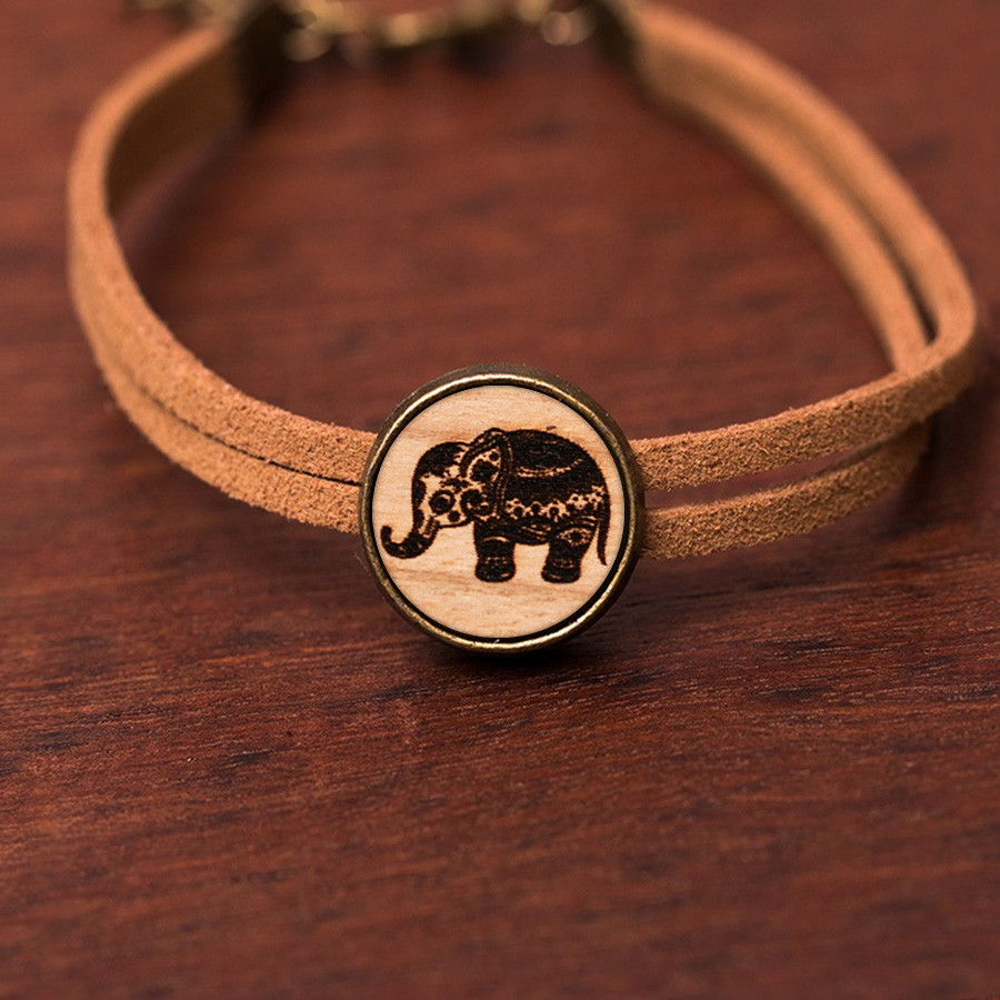 Elefant Armkette Epoxidschmuck mit Naturholz