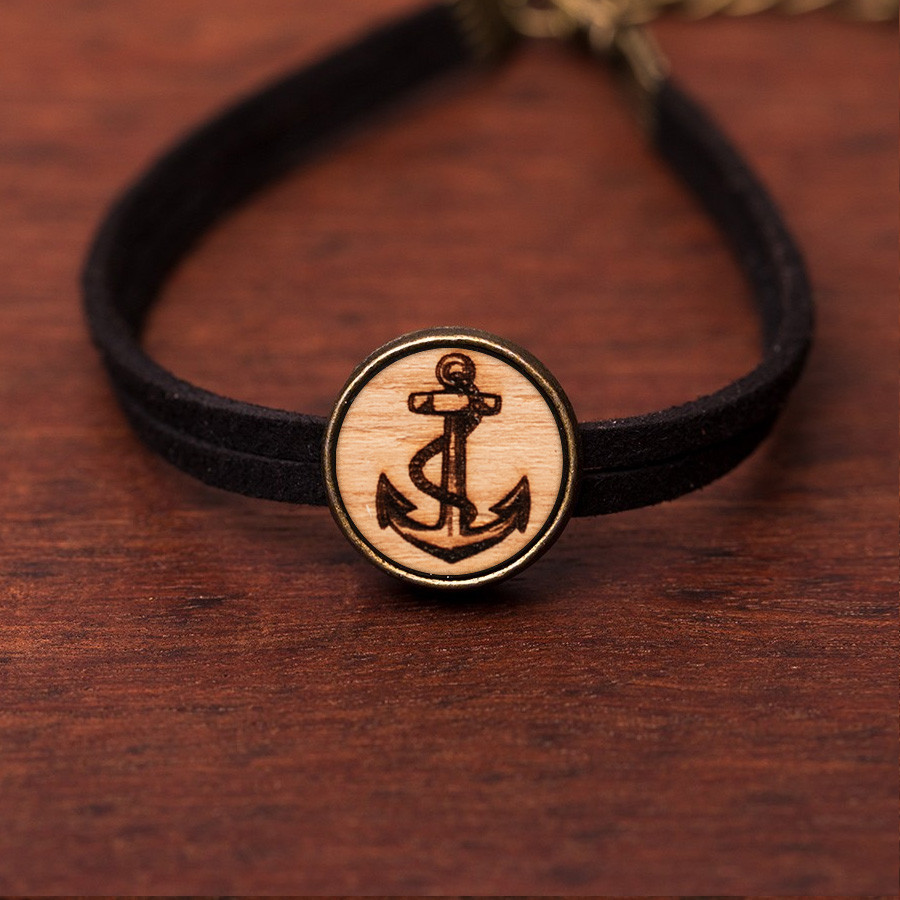 Anker Armkette Epoxidschmuck mit Naturholz