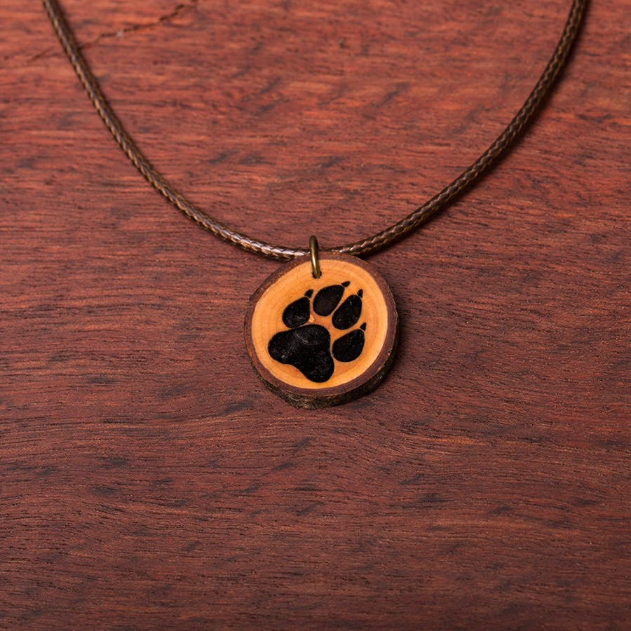 Pfote Hund Kette Epoxidschmuck mit Naturholz