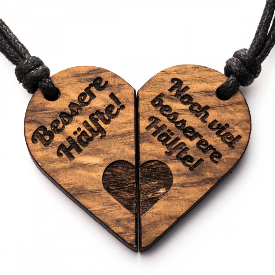 Bessere Hälfte Kette Epoxidschmuck mit Naturholz