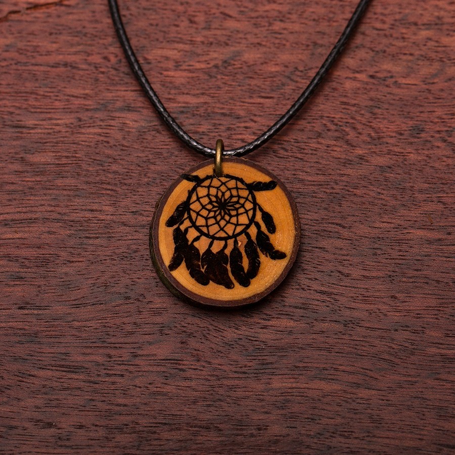 Traumfänger Kette Epoxidschmuck mit Naturholz